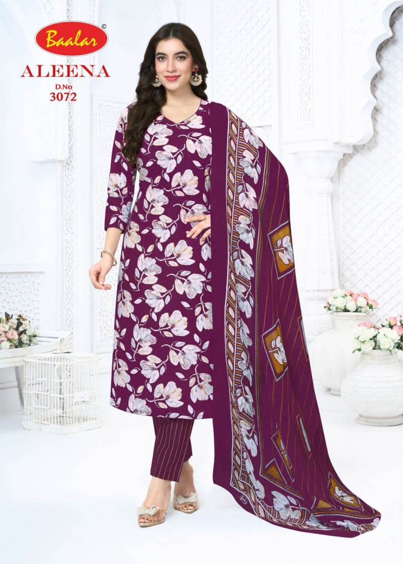 Aleena Vol 30 By Baalar Pure Cotton Printed Dress Material 